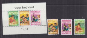 NETHERLANDS ANTILLES, 1984 Child Welfare set of 3 & Souvenir Sheet, mnh.