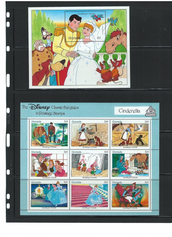 Grenada Scott 1542, 1548 Strip of 9 MNH  and Souvenir Sheet 