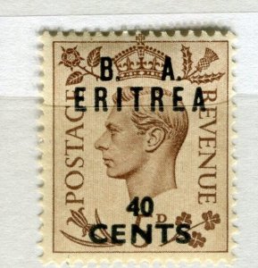 BRITISH ERITREA; 1950 early GVI surcharged issue ' B. A. ' Mint hinged 40c.