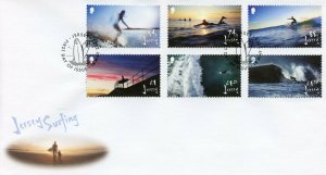 Jersey 2021 FDC Sports Stamps Surfing Landscapes Beaches 6v Set 