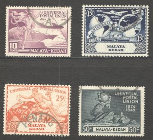 Malaya - Kedah, Scott #57-60    VF, Used,  CV $12.00 ....  3240049