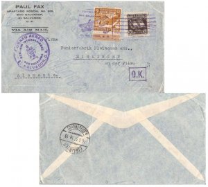 Salvador 15c Coffee at Pier and 30c Flag of El Salvador 1937 Correo Aereo Ser...