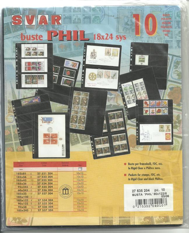 Pack of 10 90x122 4-Pocket Svar Harmony Philatelic Storage Sleeves