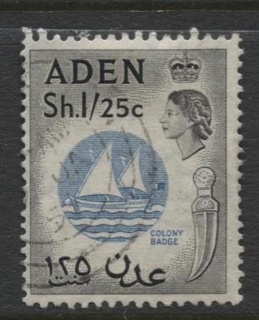 ADEN - Scott 56- QEII Definitive Colony Badge - 1953-  Used - Single 1/25c Stamp