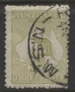 Australia - Scott 47 - Kangaroo -1915 - FU - Wmk 10 -Die II  3d Stamp2