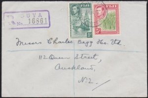 FIJI 1948 5½d registered rate cover Suva to New Zealand....................B2861