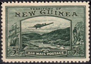 New Guinea #C52  MNH - 5p slate grn Plane Over Goldfield (1939)