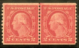 US Scott 492 Type II Washington  Perf 10 Vertically  LINE Pair VF Mint NH 