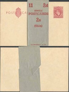 CP104A KGVI 2d Brown Post Office Issue Postcard on Buff Card Mint