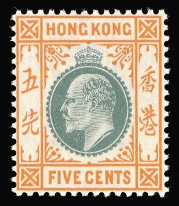 Hong Kong 1903 KEVII 5c dull green & brown-orange superb MNH. SG 65. Sc 74.