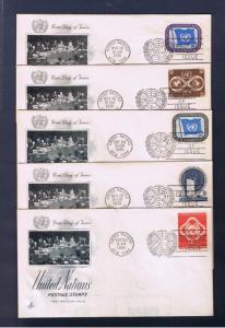  UN NY  MNH OG  #1-58(1951-57) complete w/SS #38 - Airmail & FDCs(1-11)  