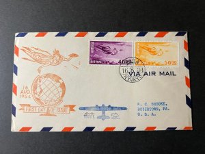 1953 Japan Ryukyu Airmail First Day Cover FDC Naha to Boyertown PA USA