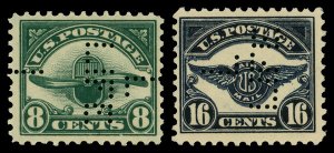 United States #C4 & C5 Mint nh fine   Cat$155 1923, 8¢ dark green & 16¢ dar...