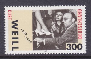 Germany 2071 MNH 2000 Kurt Weill - Composer Issue Very Fine