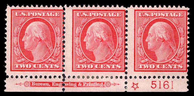 USA 332 Unused (MH) Plate # Strip of 3 (Imprint X)