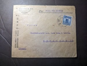 1911 Republic of China Cover Shanghai to Freiberg Saxony Germany