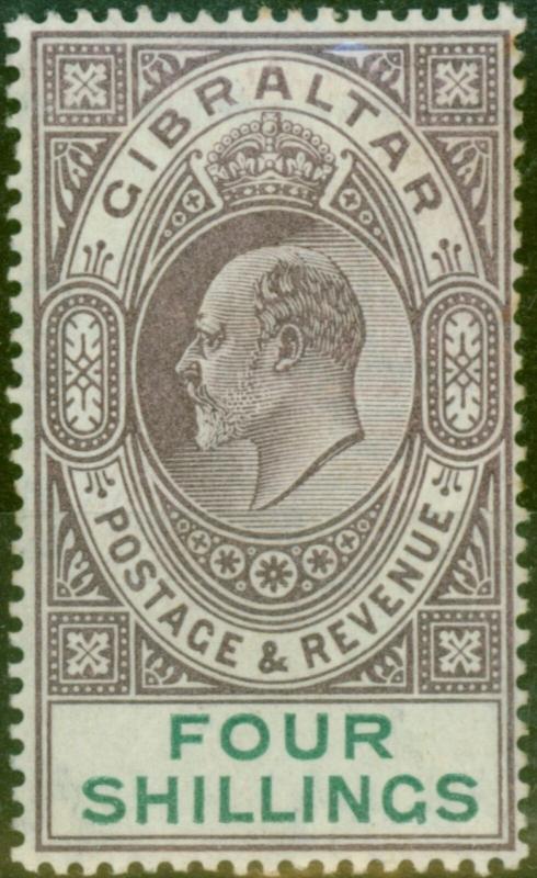 Gibraltar 1903 4s Dull Purple & Green SG53 Fine Mtd Mint (7)