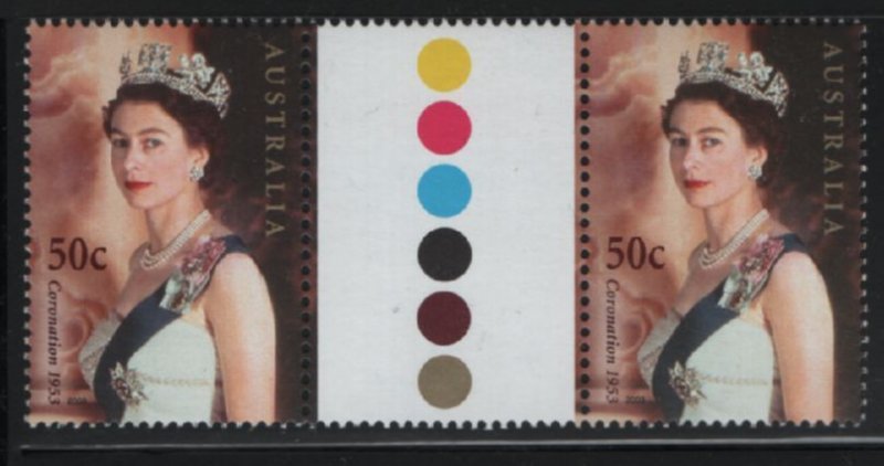 Australia 2003 MNH Sc 2152 50c QEII Coronation 50th ann Gutter pair