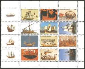 NETHERLANDS ANTILLES Sc# 1013 MNH FVF Block w margin tabs Sailing Ships