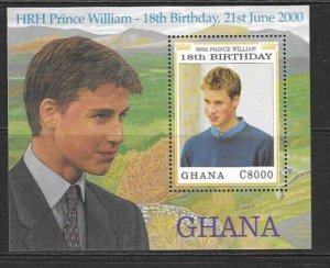 GHANA SGMS3037 2000 21st BIRTHDAY OF PRINCE WILLIAM MNH