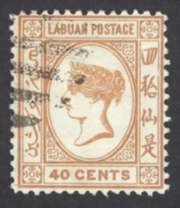 Labuan Sc# 39 Used 1892 40c Queen Victoria