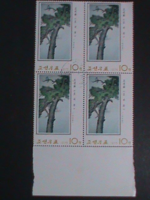 ​KOREA-1975- SC#1331-PAINTING-PINE TREE CTO LARGE KEY STAMP BLOCK VERY FINE