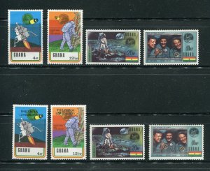 Ghana 386-389 Lunar Landing Mint Hinged Stamp Sets, Philympia Overprints 1970