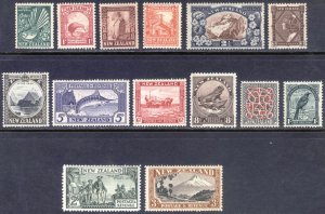 New Zealand 1936 1/2d-3/- Pict. WMK 253 Scott 203-216 SG 577-590 MNH* Cat $135*