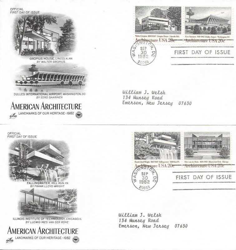 1982 FDC, #2019-2022, 20c American Architecture, Art Craft/PCS (2)