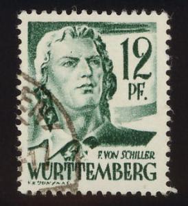 Wurttemberg  Sc# 8N4  12pf Fredrich von Schiller - cancel...