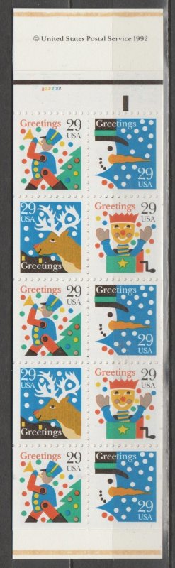 BK212, Booklet, #2795-98, Jack-in-Box/Reindeer MNH, .29 cent.(2)