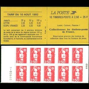 FRANCE 1992 - Scott# 2204a Booklet-Marianne 2.5f NH