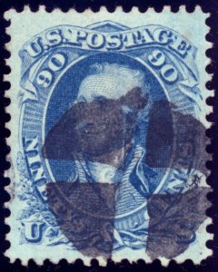 US 72 90c 1861 George Washington pale blue used PSAG cert grade 80