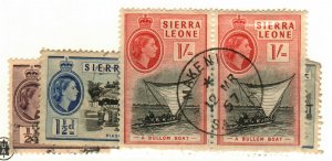 Sierra Leone #195, 197, 202  pairs  (6 stamps, 2 each)  used