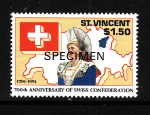 St. Vincent-Sc#1554-Unused NH Specimen-Maps-Woman-1991-