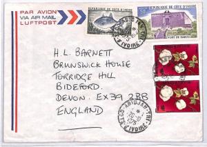 Cote D'Ivoire Devon Great Britain Airmail Cover {samwells} PTS 1975 BQ106
