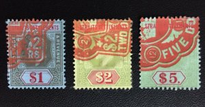 MALAYA STRAITS SETTLEMENTS 1906 KEVII 3V High Values used SG#165-167 M3391