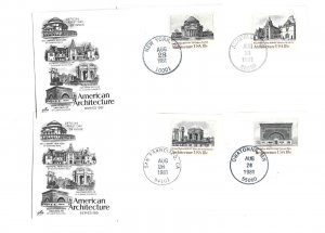 1928-31 Architecture 1981 ArtCraft, set of four unofficial, FDCs