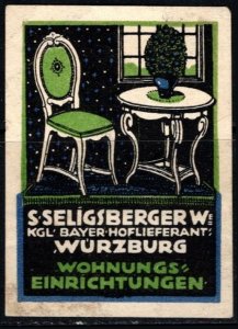 Vintage Germany Poster Stamp Sigmund Seligsberger Apartment Facilities