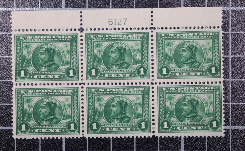 Scott 397 1 Cent Balboa Plate Block Top #6127 MNH SCV $450.00
