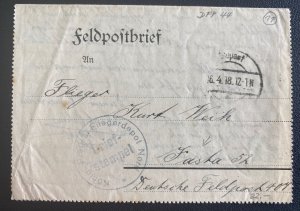 1918 Fighter squadron Post office Germany Letter Sheet Cover To Fasta