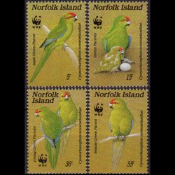 NORFOLK IS. 1987 - Scott# 421a-d WWF-Parrot Set of 4 NH