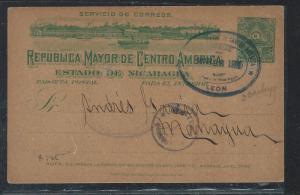 NICARAGUA (P1910B) 1896  PSC 2C LEON TO MANAGUA WITH MSG
