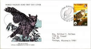 1978 Gambia - World Wildlife Fund FDC - Eagle Owl on Cachet - F11296