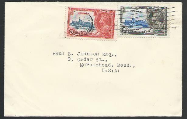 JAMAICA 1935 cover to USA, Jubilee 1d & 1½d................................53137