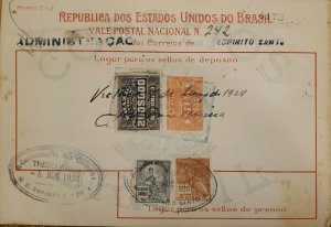 A) 1924, BRAZIL, NATIONAL POSTCARD, REVENUE STAMP, HOLY SPIRIT 