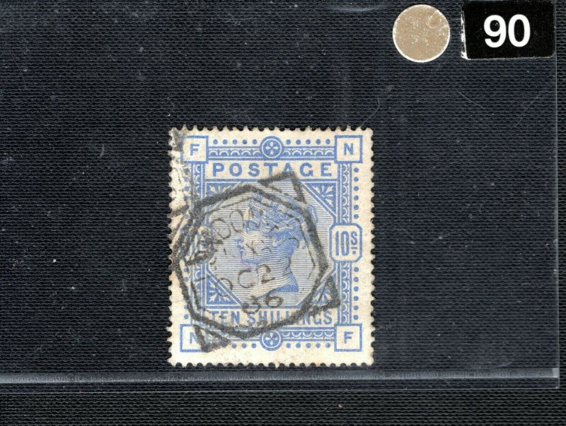 GB QV High Value SG.177 10s Ultramarine/Blued Paper 1886 Used Cat £8,250 GOLD90 