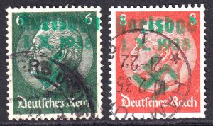 GERMANY 419-420 GREEN KARLSBAD OVERPRINTS CDS F/VF TO VF SOUND