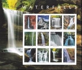 U.S.#5800 Waterfalls 63c FE Pane of 12, MNH. P# P1111