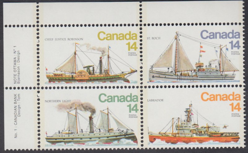 Canada - #779a Ice Vessels Plate Block - MNH